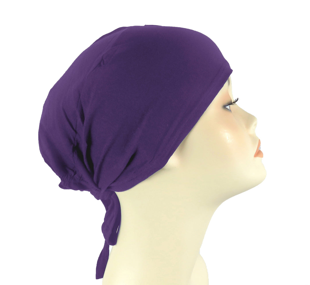 Plain Cotton tie back bonnets/ underscarf - Reds,Pinks and Purple shades