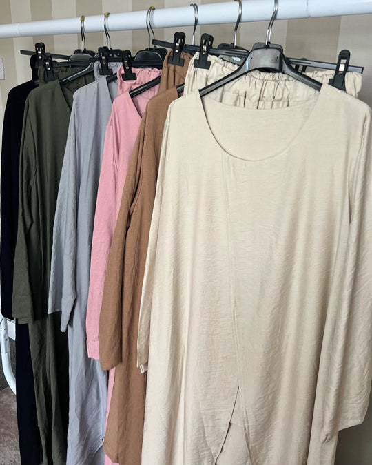 Long layered look Linen feel Coord