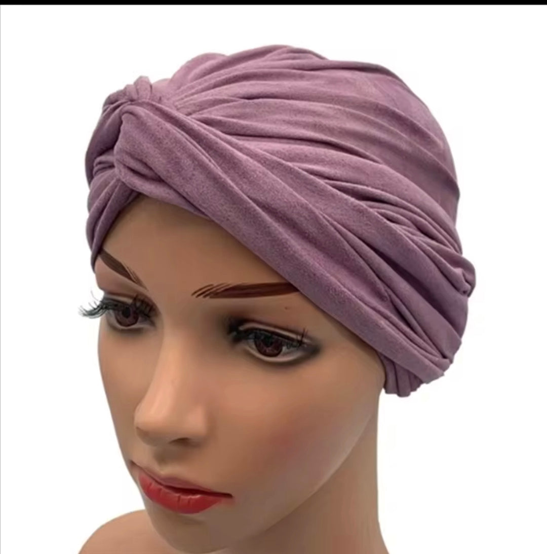 EASY TO WEAR SUEDE TURBAN/CHEMO HIJAB WRAP- TK