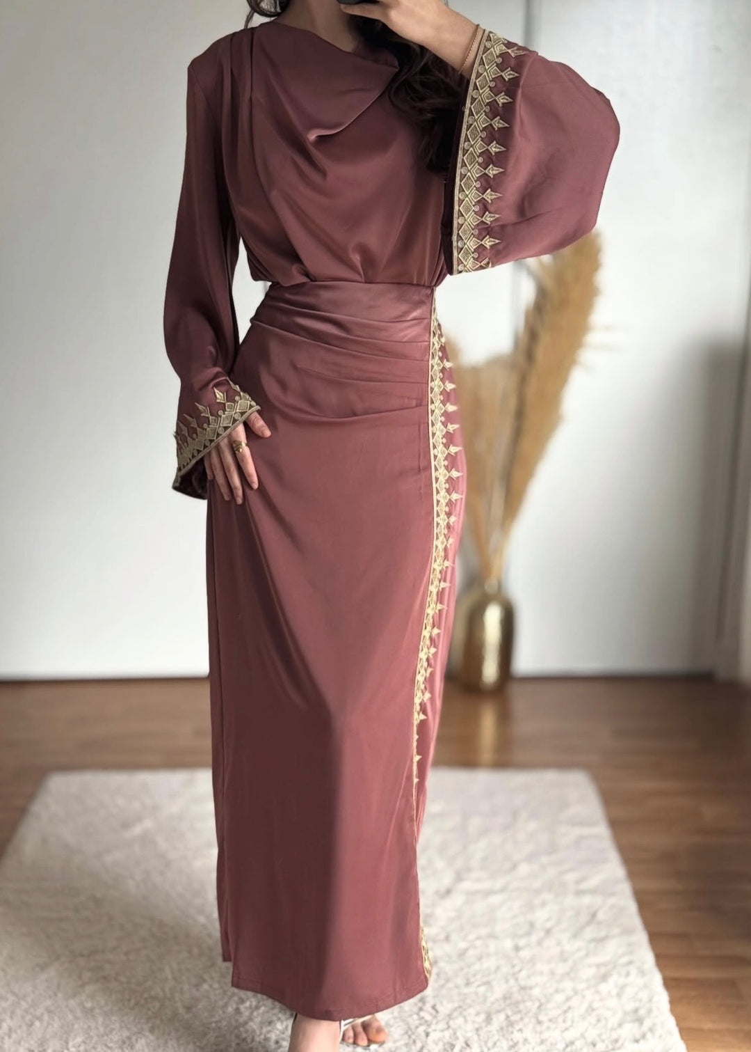 Embellished Satin Skirt and Top Sets