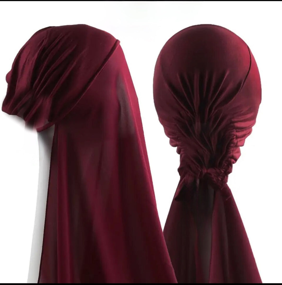 Ready made Bonnet Cap with Chiffon Hijab all in one