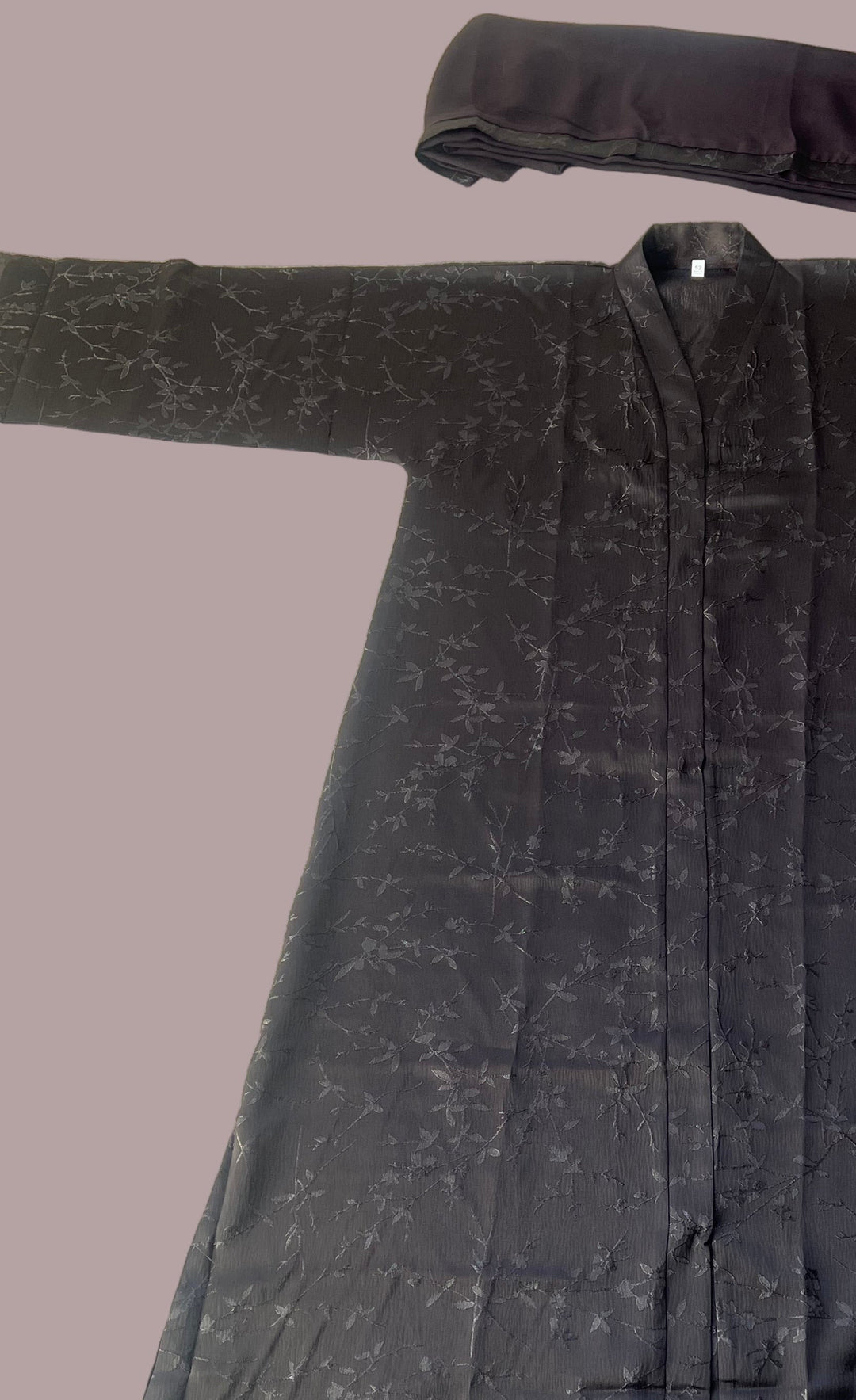 Jacquard print Abaya sets in Dark Brown