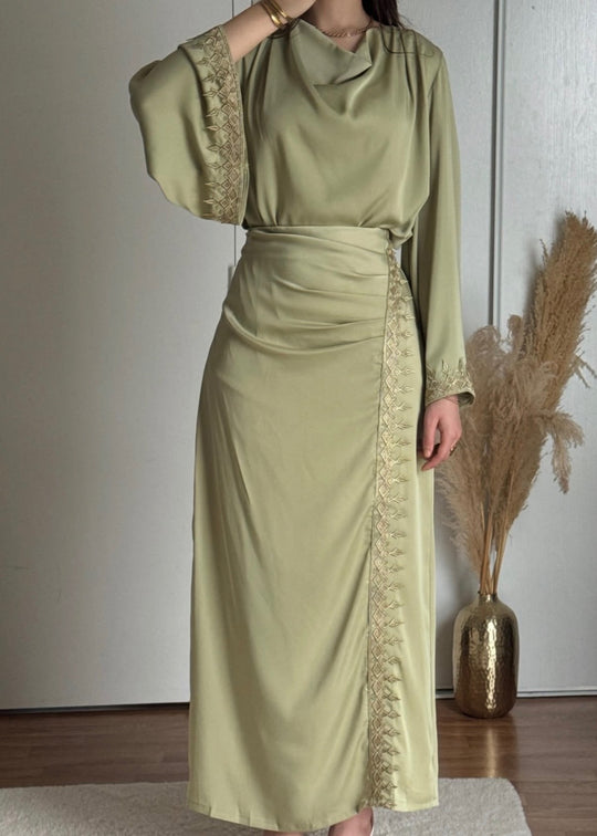 Embellished Satin Skirt and Top Sets
