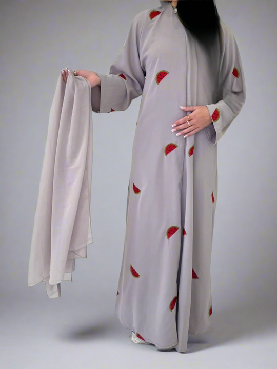 Water Melon Embroidered Abaya