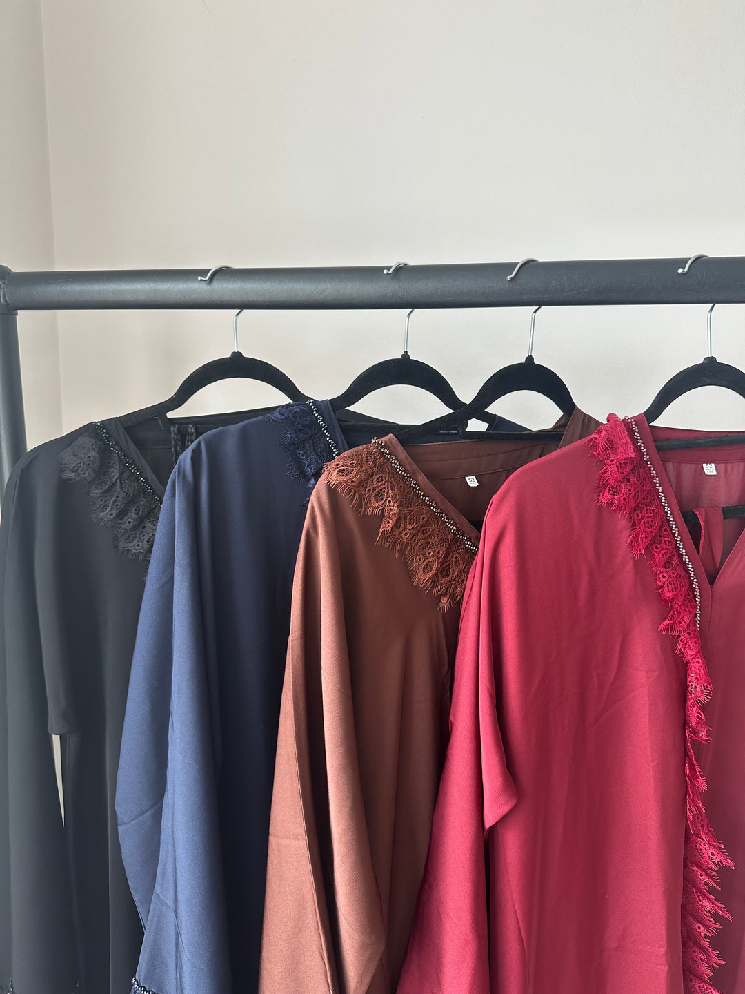 Frill Lace Beaded Dubai Abaya Sets in Colours