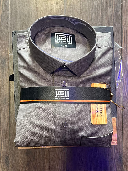 New Al Aseel Qatari Shirt Collar Thobe in Grey 02