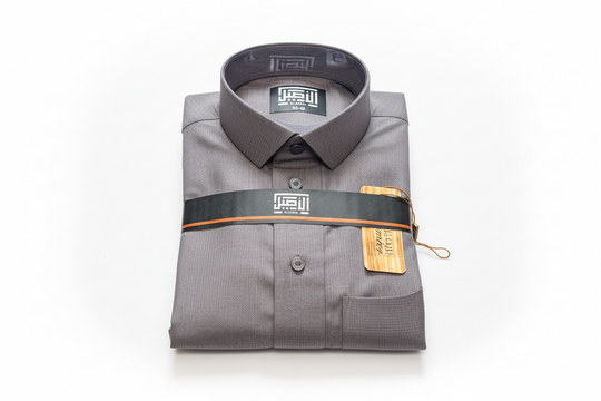 New Al Aseel Qatari Shirt Collar Thobe in Grey 02