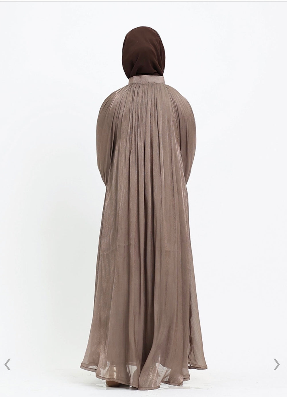 Girls Shimmer Organza Umbrella Abaya in Taupe