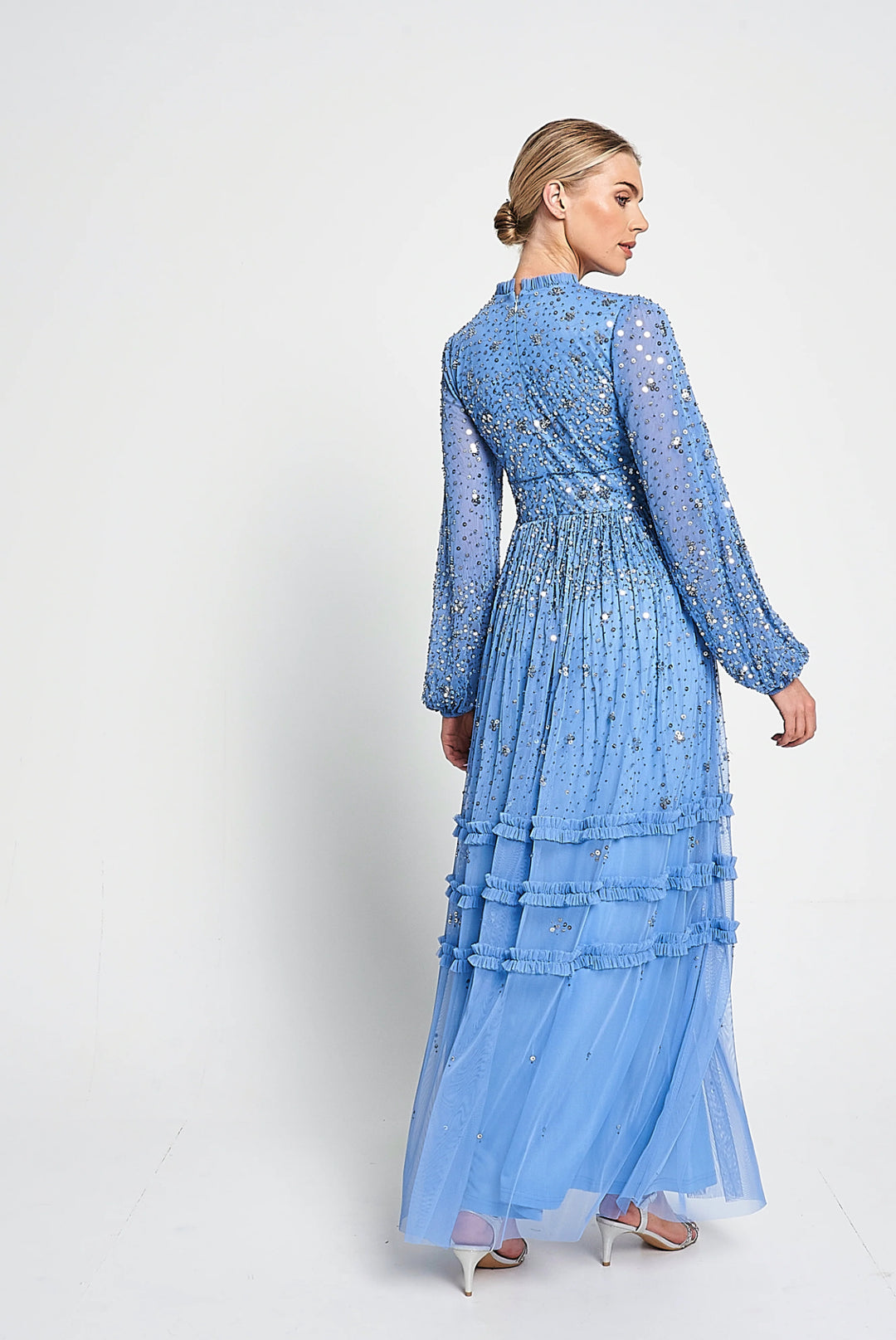 Agnes Powder Blue Sequin Maxi Dress by Amelia Rose
