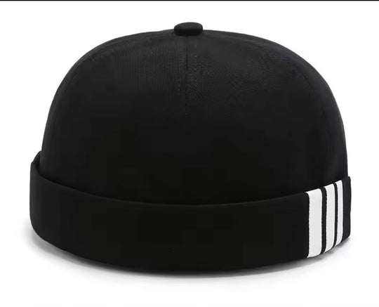 Large Size Men Adjustable Brimless Docker Hat with stripes