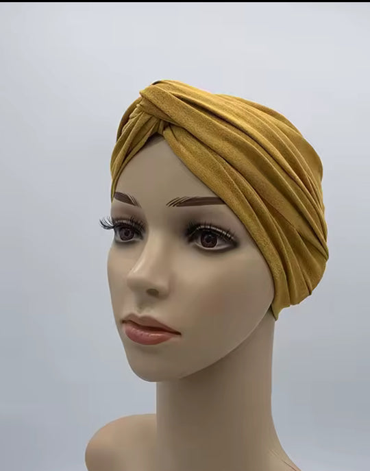 EASY TO WEAR SUEDE TURBAN/CHEMO HIJAB WRAP- TK