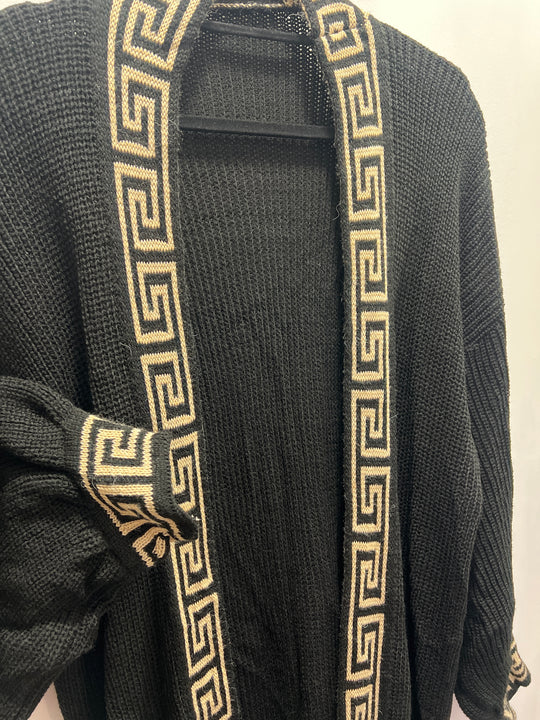 Bordered Midi Cardigans in Black