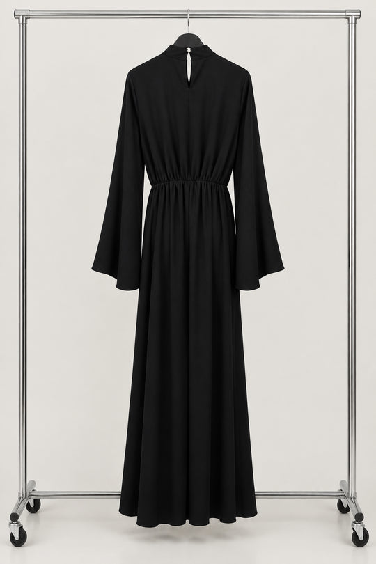 Crystal Gem Maxi Modest Dress - Black