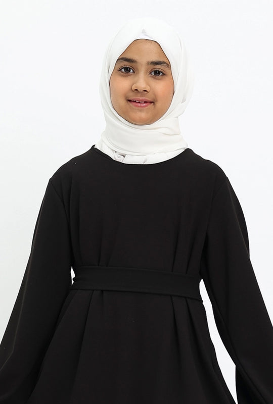 Belted Girls Winter Abaya with pockets