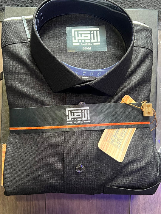 New Al Aseel Qatari Shirt Collar Thobe in Black 04