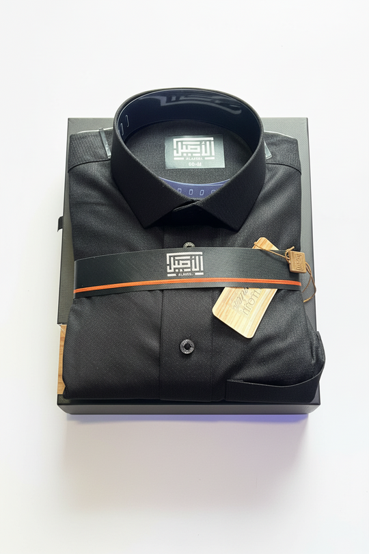 New Al Aseel Qatari Shirt Collar Thobe in Black 04