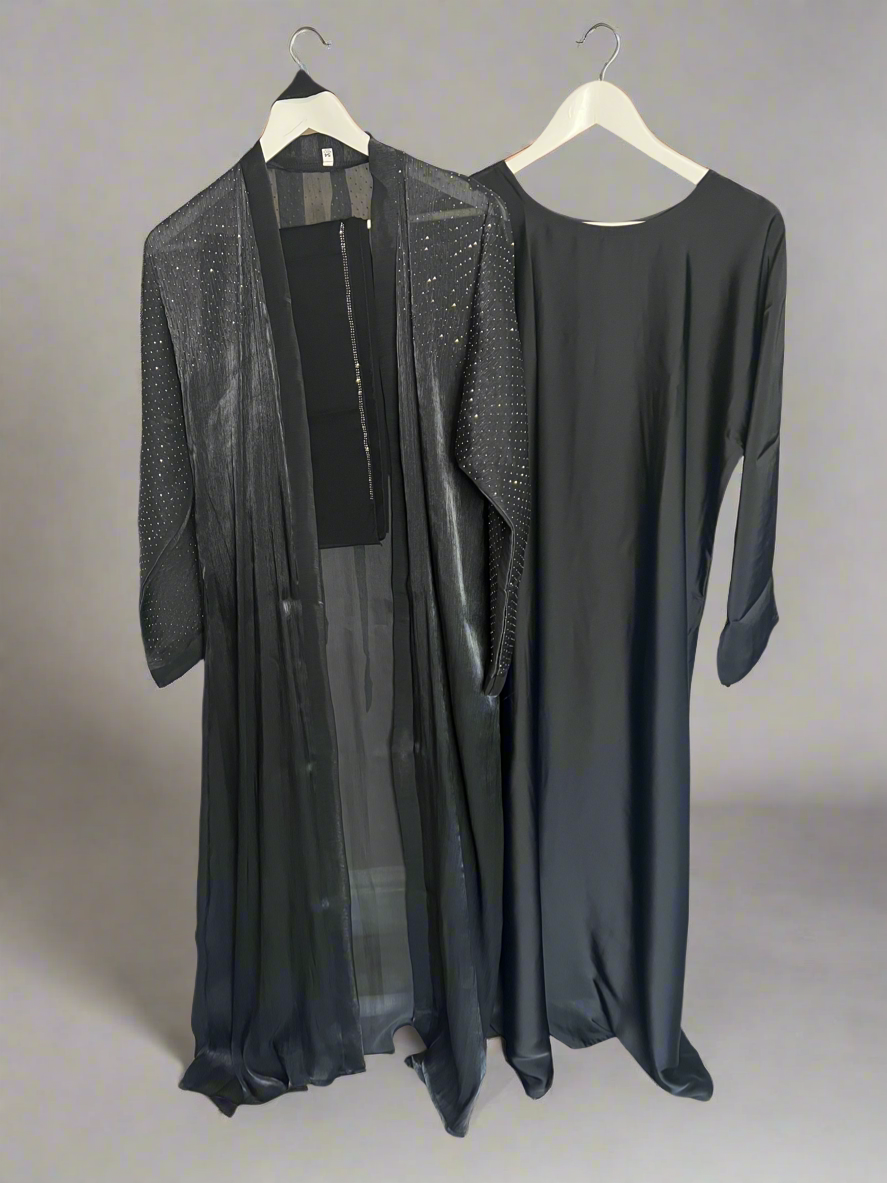 Raaina Organza Abaya Set in Black