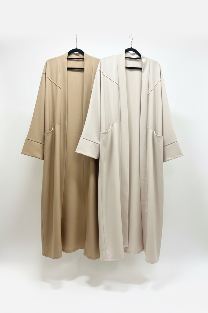 Linen Look Medium weight Duster Coat Midi Length