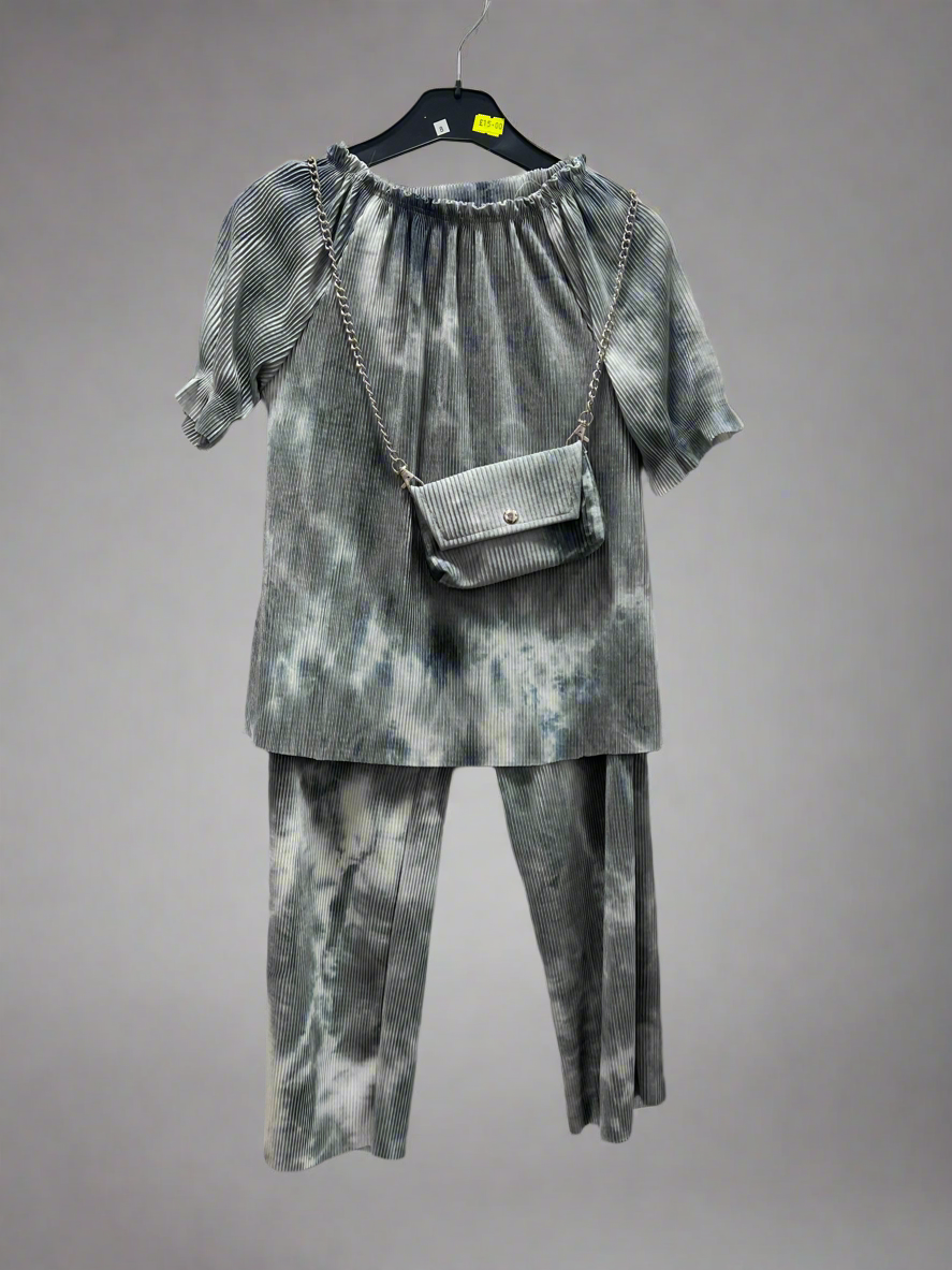 Crinkle Co-ord Set with bag for Girls