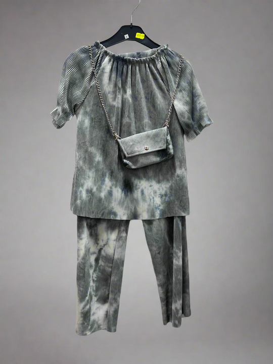 Crinkle Co-ord Set with bag for Girls