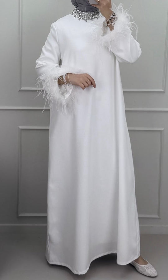 Fur Crystal Maxi Abaya Dresses