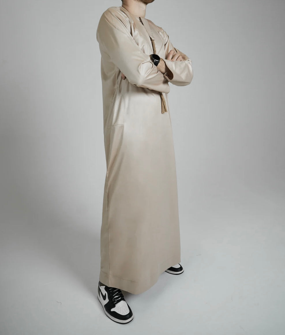 Emirati Shiny Jubba/Thobe -Light Beige