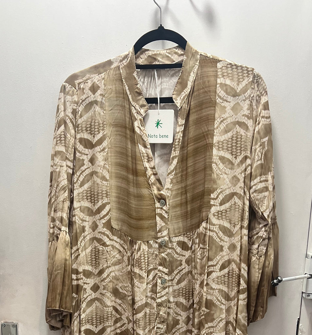 Beige Print Maxi Cotton Dress