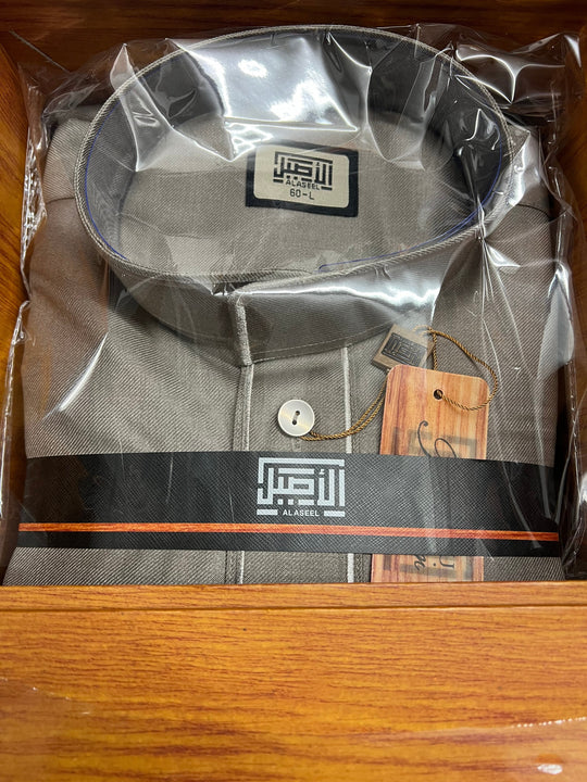 Embroidered Winter Al Aseel Thobes 
- Taupe Z03/1