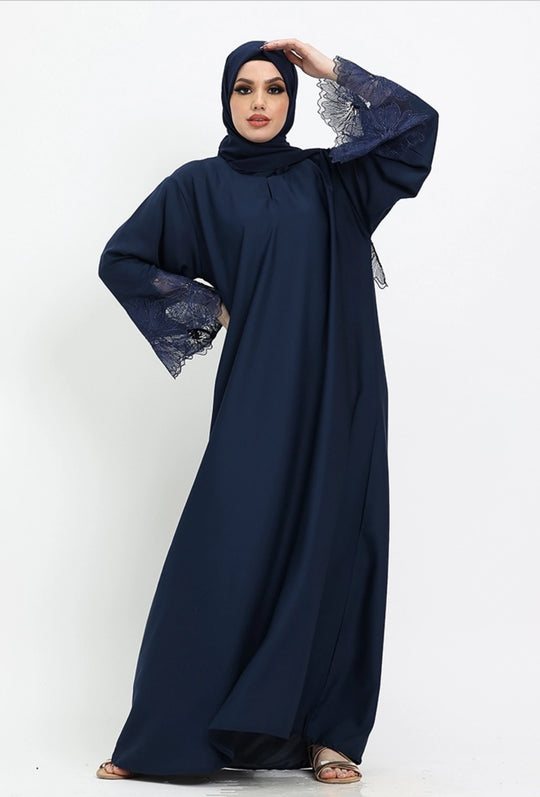 Lace Nida Abaya set in Navy