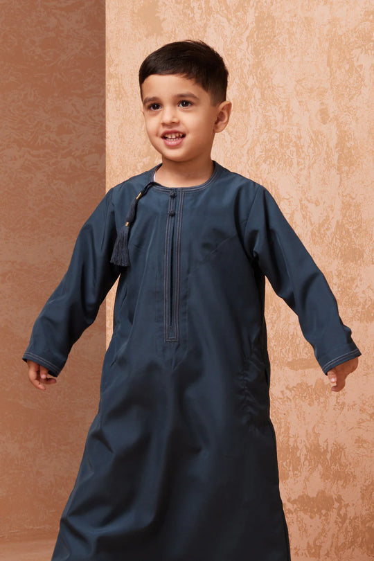 Boys Faris Omani Jubba/Thobe - Aegean Blue