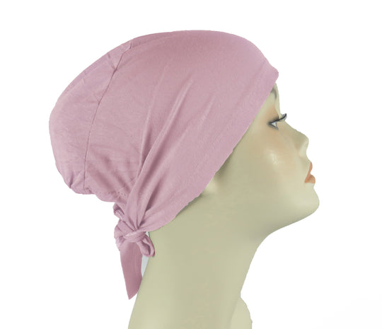Plain Cotton tie back bonnets/ underscarf - Reds,Pinks and Purple shades
