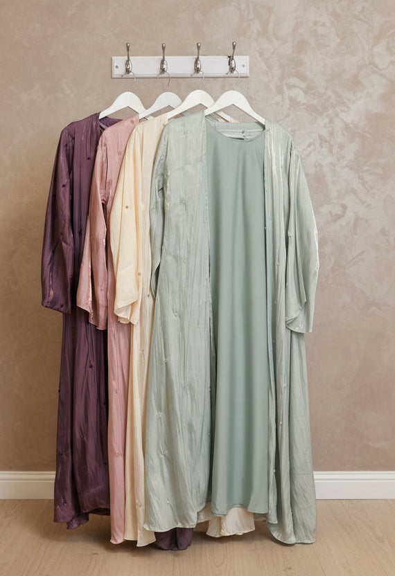Lamia Shimmer Abaya Full sets in 4 colours