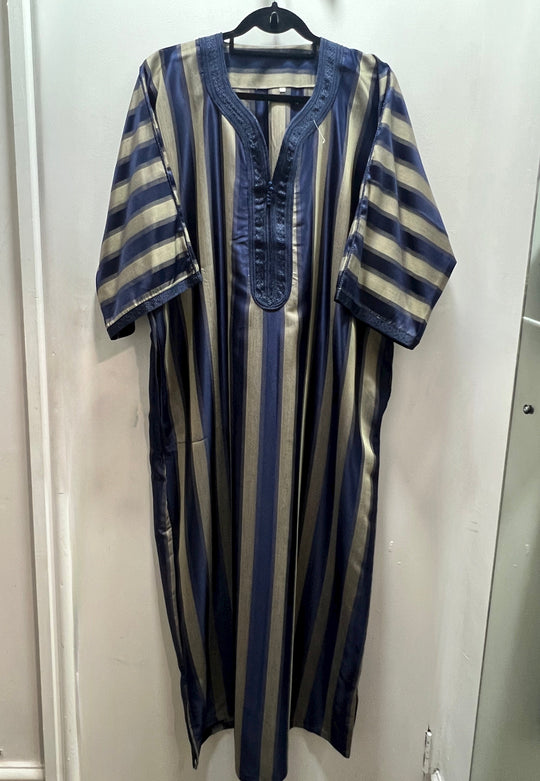 Moroccan Half Sleeve stripe Thobe/ Jubbah - Blue shade