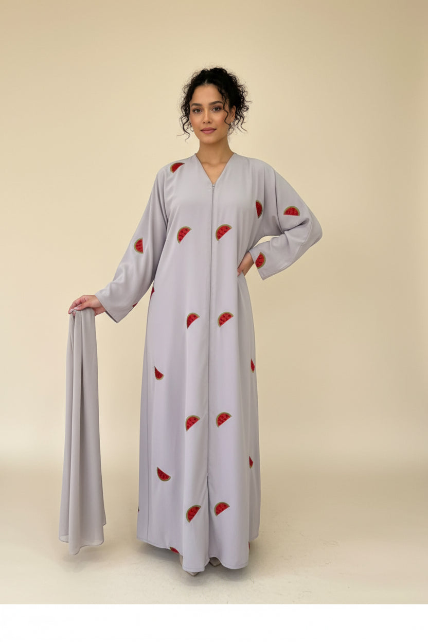 Water Melon Embroidered Abaya
