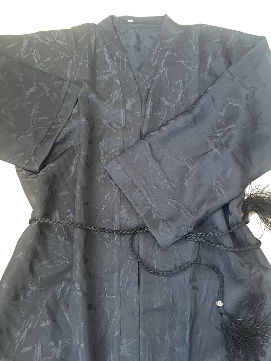 Jacquard print Abaya sets in Charcoal Grey