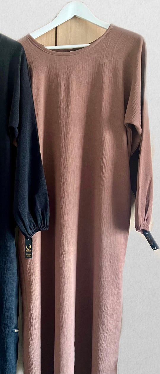 Textured Cey Abayas/ Inner Slip with Elasticated cuff