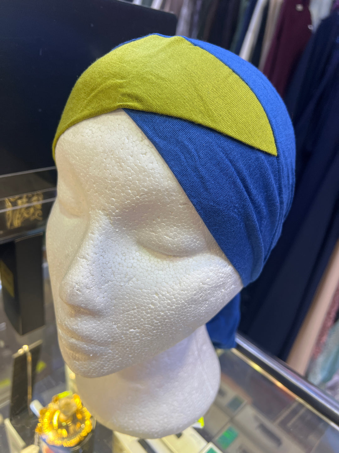 Layered look cotton Tie back Bandana under scarf