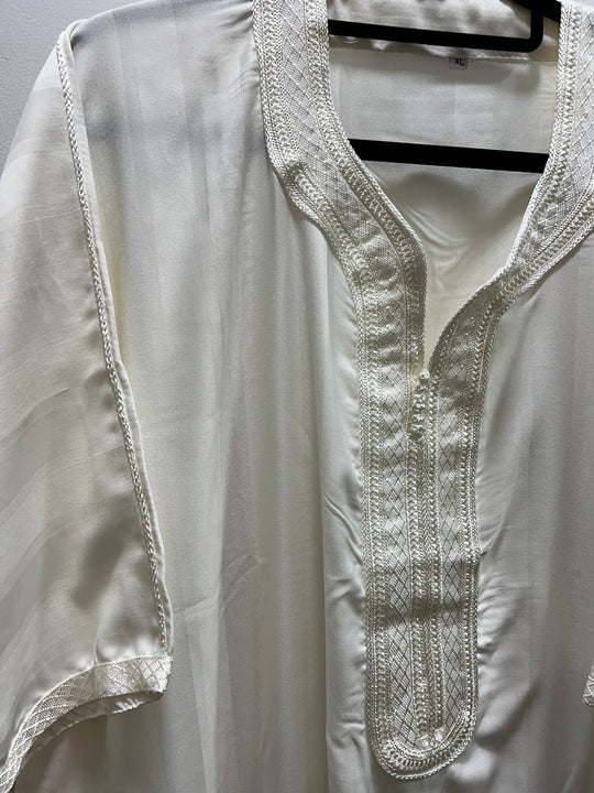 Moroccan Half Sleeve Cotton Thobe/ Jubbah - Cream