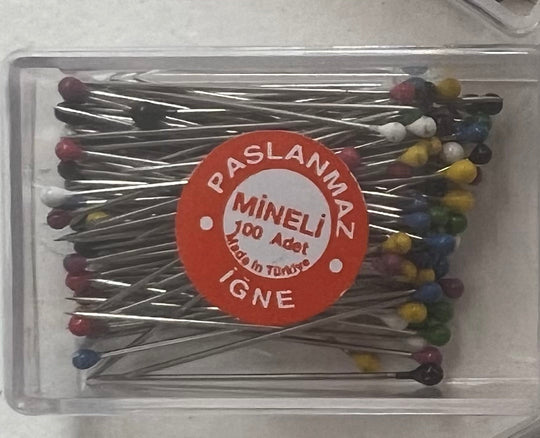 Box of Mini pins with heads - variety