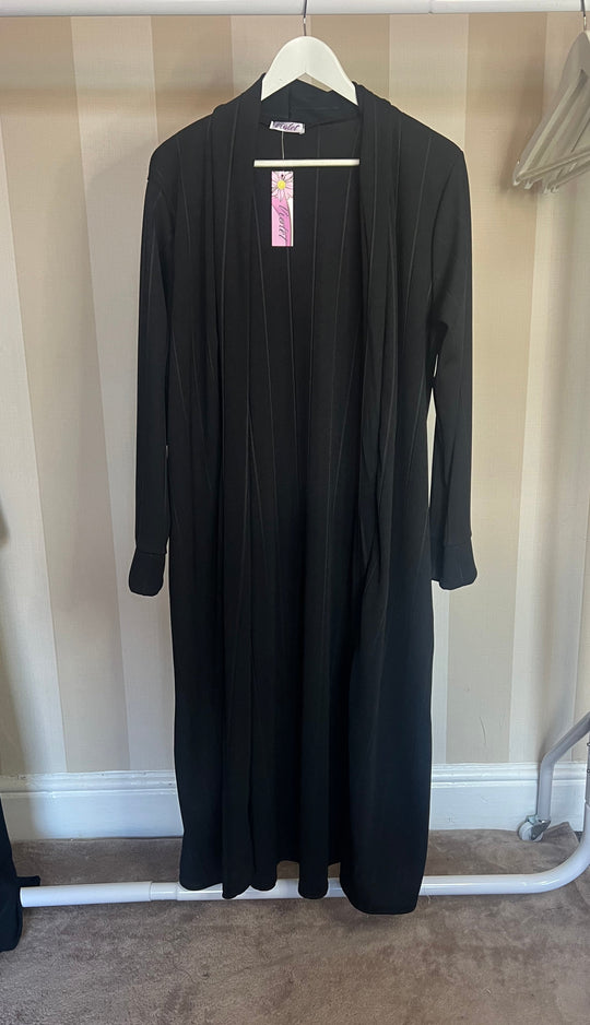 Heavy Midi Black Cardigan/Coatigan with hidden pockets