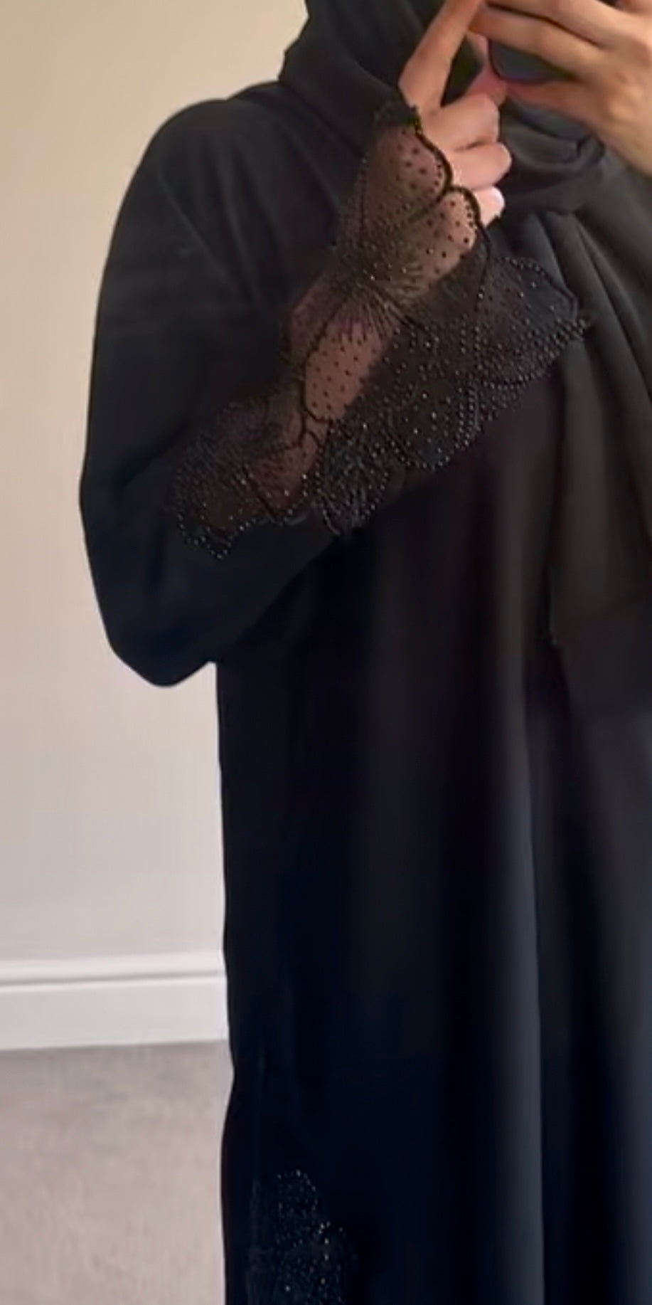 Girls Black Rose Nida Abaya matching mothers