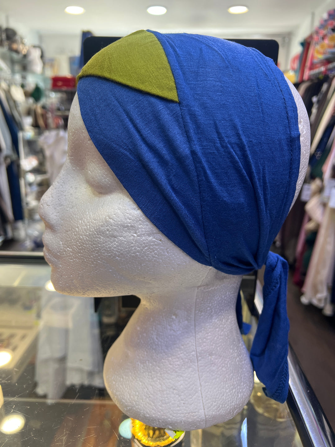 Layered look cotton Tie back Bandana under scarf