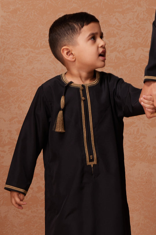 Baby Faris Omani Rompers - Black with Beige
