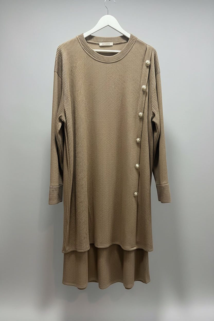 Side Button winter Ribbed Coords