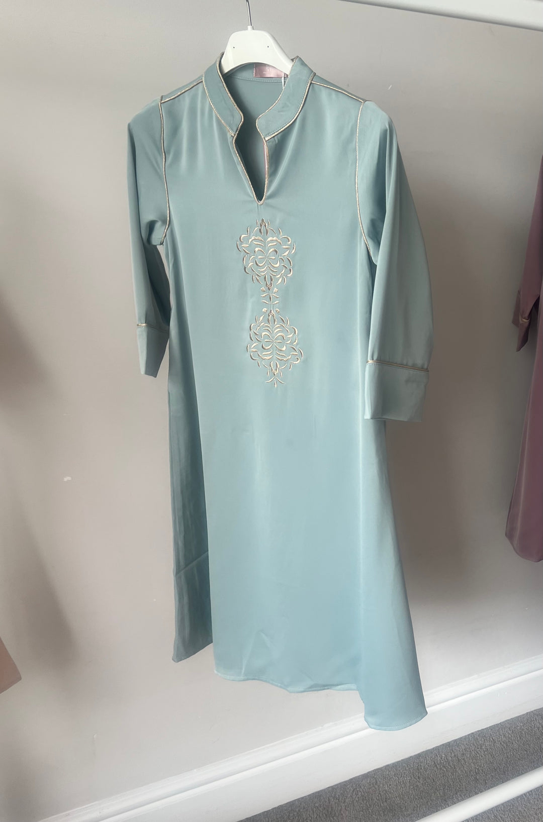 Girls Embroidered Satin Maxi Dresses