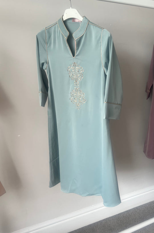 Girls Embroidered Satin Maxi Dresses