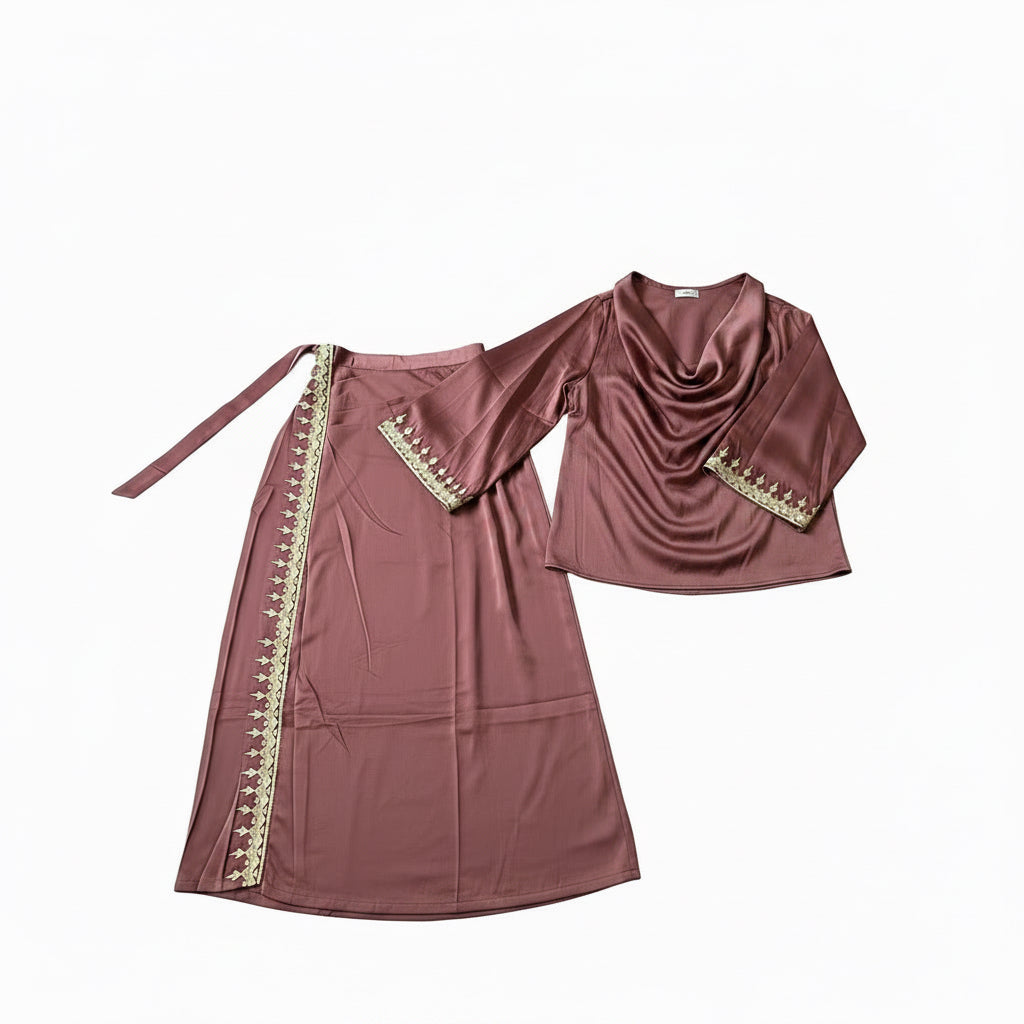 Embellished Satin Skirt and Top Sets