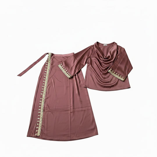 Embellished Satin Skirt and Top Sets
