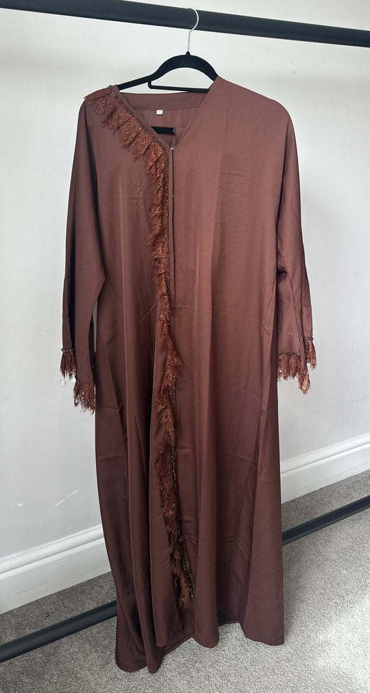 Frill Lace Beaded Dubai Abaya Sets in Colours