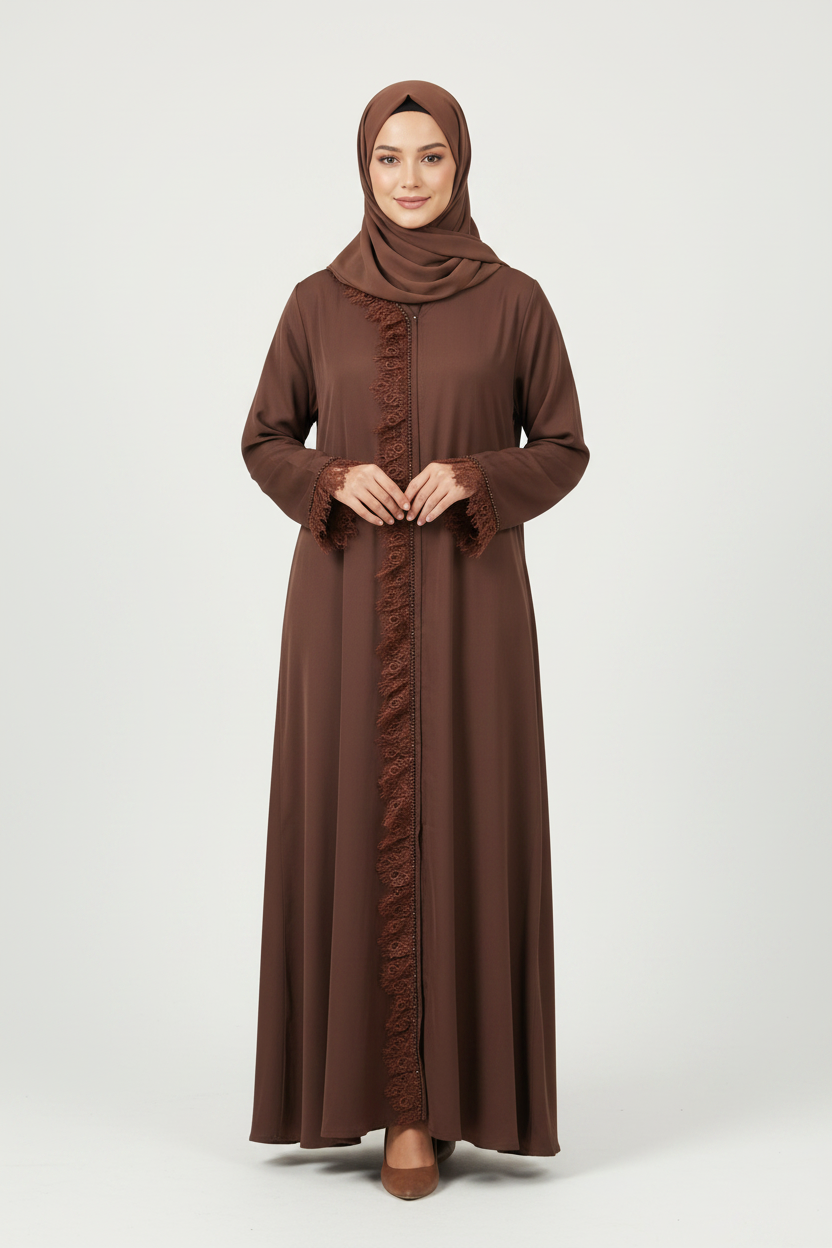 Frill Lace Beaded Dubai Abaya Sets in Colours